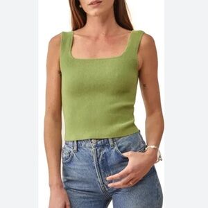 Reformation Julia rib knit tank top in avocado size XS